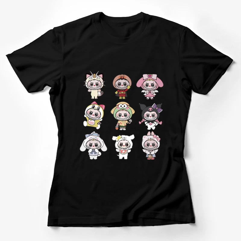 Niedliche Maskottchen in verschiedenen Kostümen Damen T-Shirt