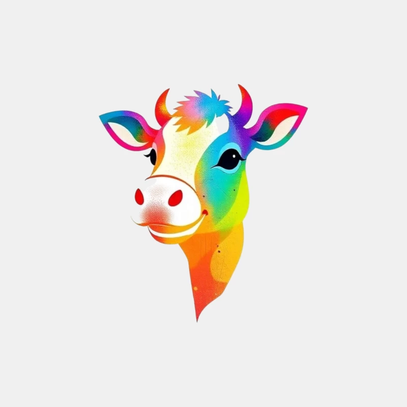 Colorful Cartoon Cow Illustration Male Tank Top