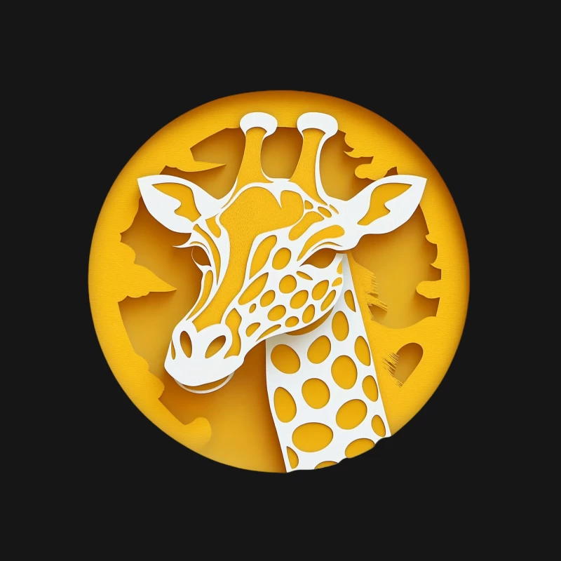 Geometric Giraffe Paper Art in Yellow Circle Mouse Pad