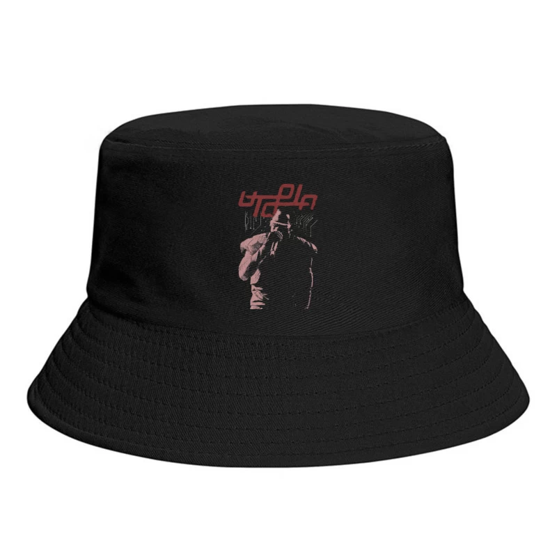 Abstract Digital Profile with Circuit Elements Bucket Hat