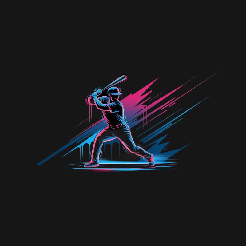 Dynamic Baseball Batter Illustration with Colorful Motion Graphics Mouse Pad