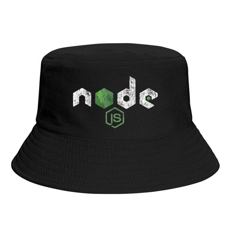 Node.js Programming Technology Logo with Distressed Effect Bucket Hat