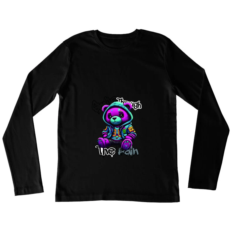 Bunter Bär in Kapuzenpullover Damen Langarm T-Shirt