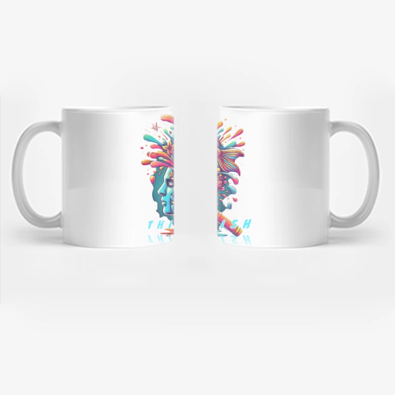 Psychedelic Mind Splash with Fish and Flowers Coffee Mug