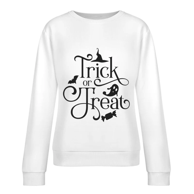 Trick or Treat d'Halloween avec Fantôme et Chapeau de Sorcière Femme Sweat-shirt à enfiler