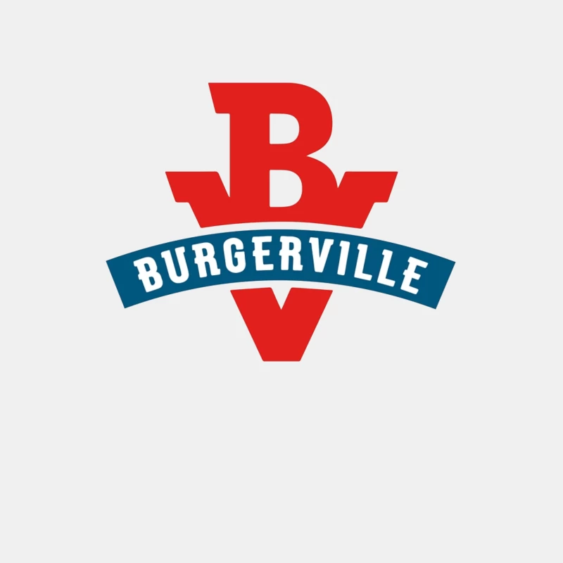 Burgerville Fast Food Restaurant Logo Design in Red and Blue Male Tank Top