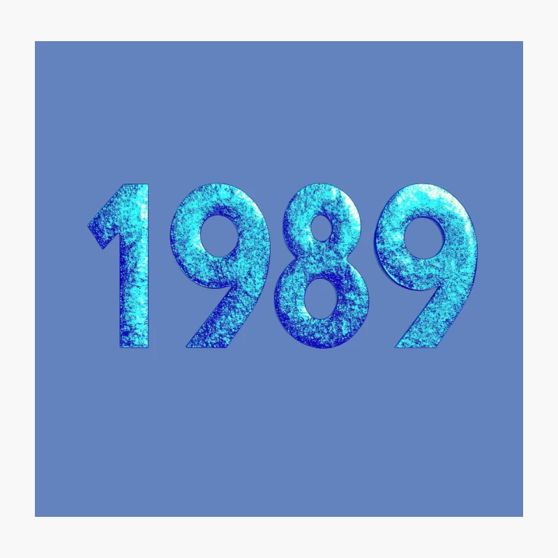 Blue Textured Digital Typography of Year 1989 Throw Pillow
