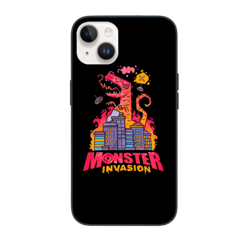 Monster Invasion: A Colorful Cartoon Illustration iPhone Case