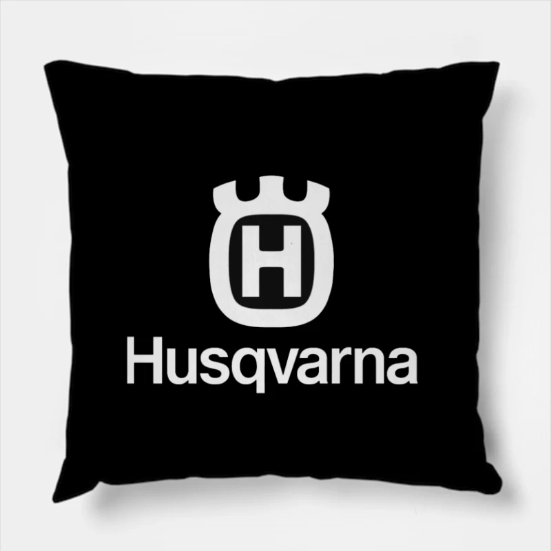 Husqvarna Brand Logo in Black and White Throw Pillow