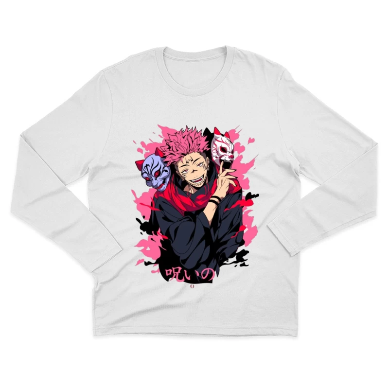 Anime-Charakter mit Masken Herren Langarm T-Shirt
