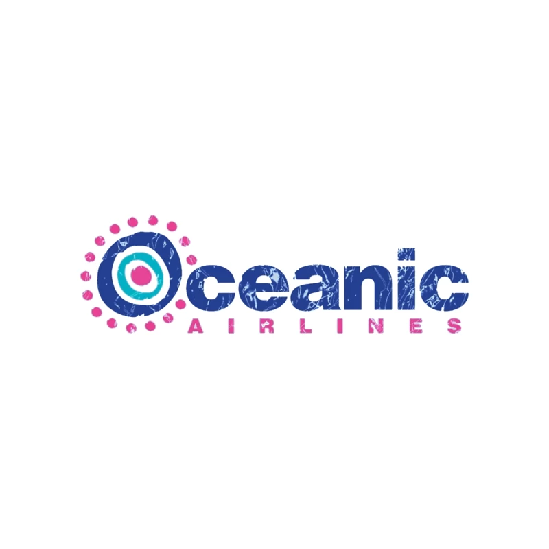 Oceanic Airlines Vintage-Style Logo Design with Blue and Pink Color Scheme Travel Mug