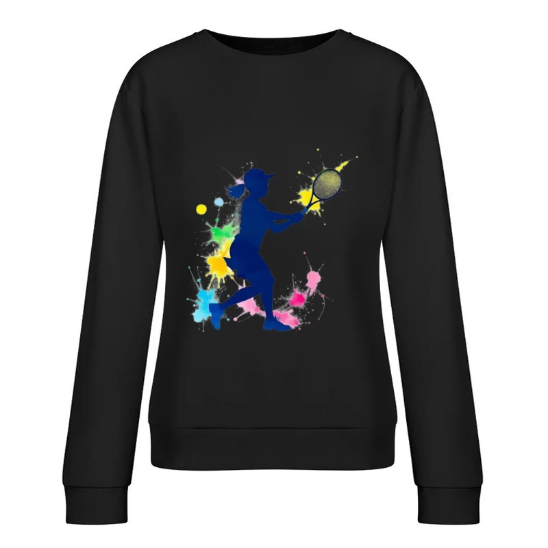 Silhouette of a Female Tennis Player Female Pullover Sweatshirt