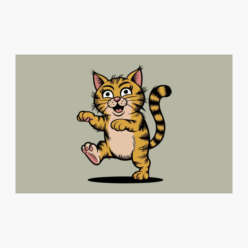 Happy Dancing Cartoon Cat Vector Illustration Travel Mug