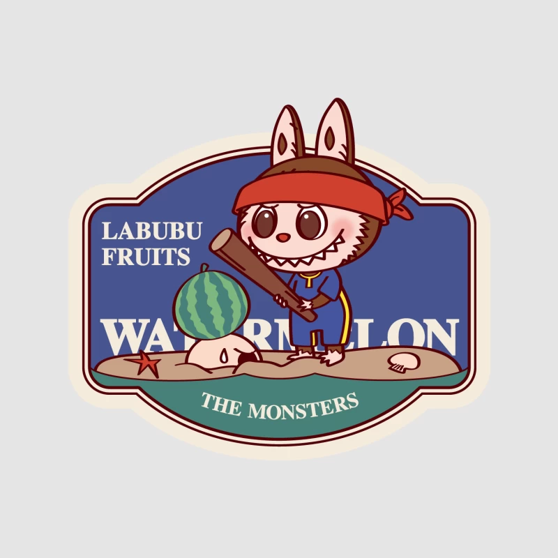 Labubu Figur mit Wassermelone Herren Pullover Hoodie