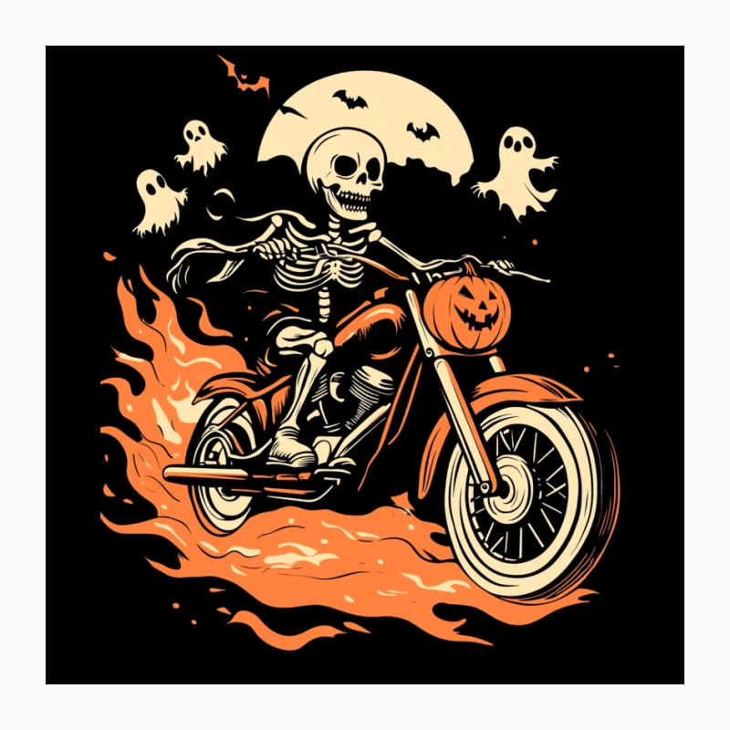 Skeleton Biker's Spooky Halloween Ride Pin