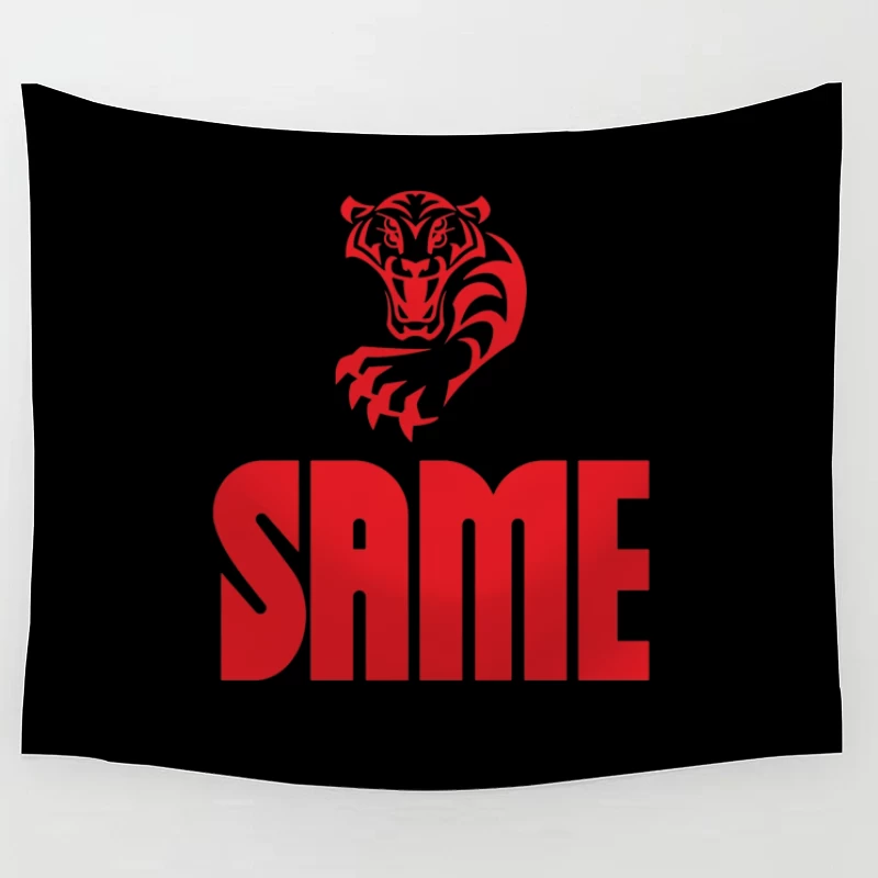 Red Tiger Sports Logo with SAME Text Tapestry