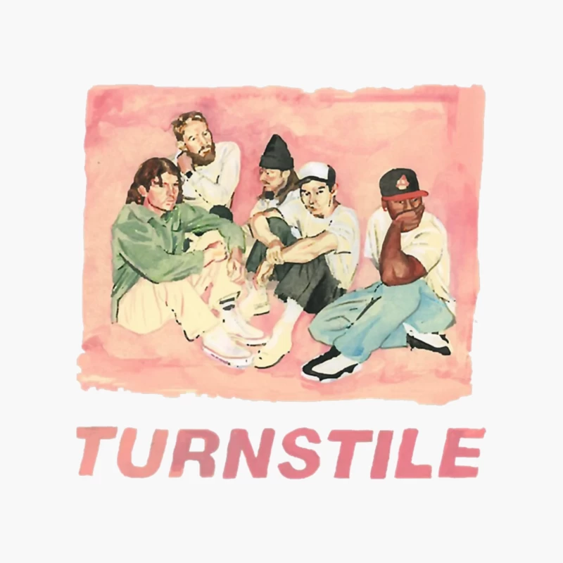 Watercolor Portrait of Hip Hop Group "Turnstile" Cotton Tote Bag