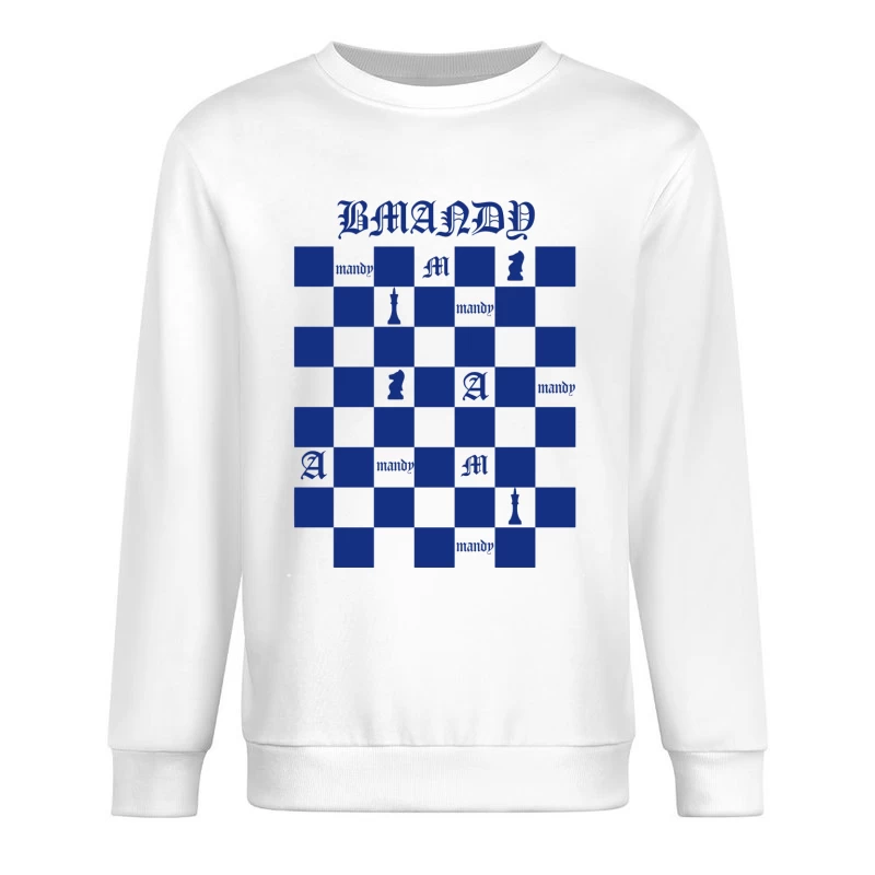 Schachbrettmuster mit Buchstaben und Symbolen Herren Pullover Sweatshirt