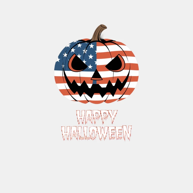 Patriotic Halloween Jack O'Lantern with American Flag Design Male Tank Top