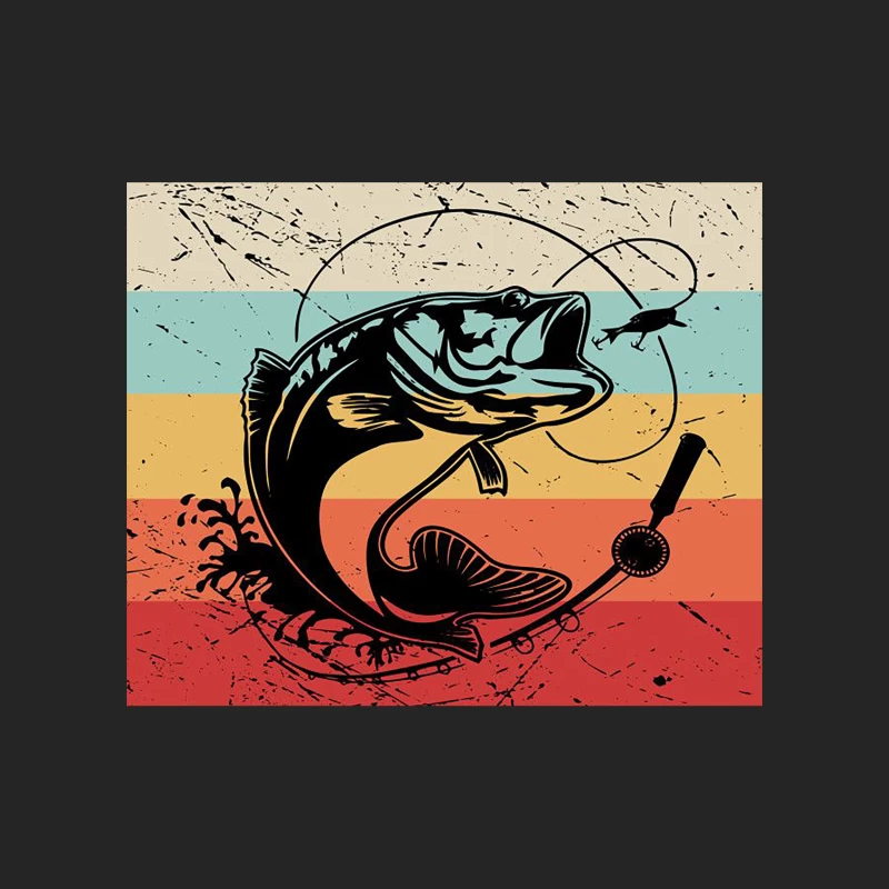 Retro-Angelkunst mit Fisch und Rute Herren Pullover Sweatshirt