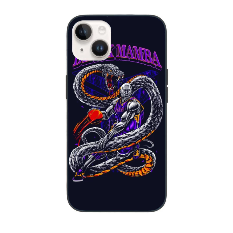 Basketball Illustration of Black Mamba with Snake iPhone Case