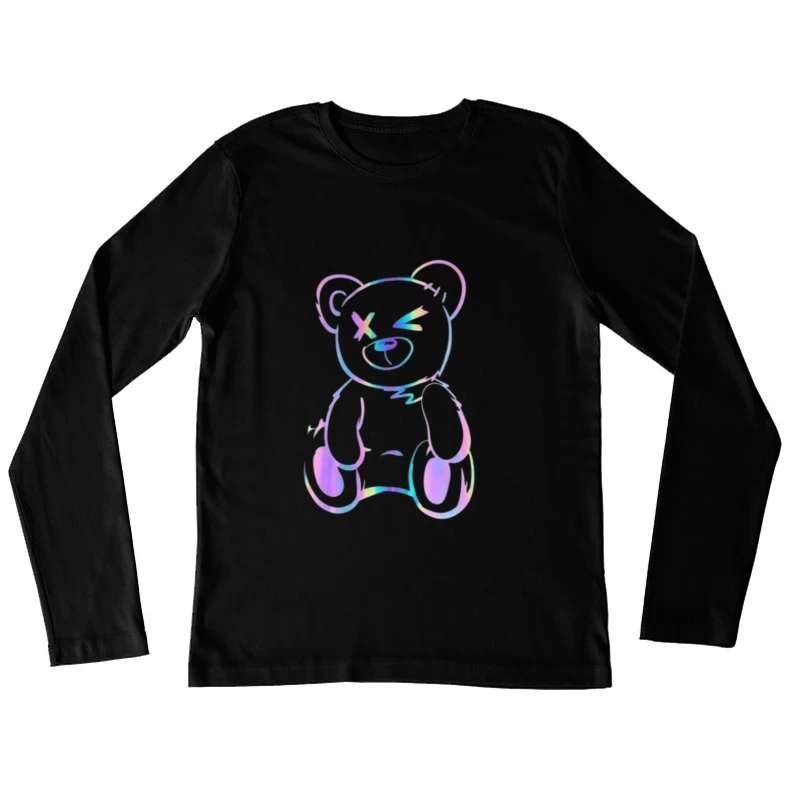 Colorful Cartoon Teddy Bear Illustration Female Long Sleeve T-Shirt