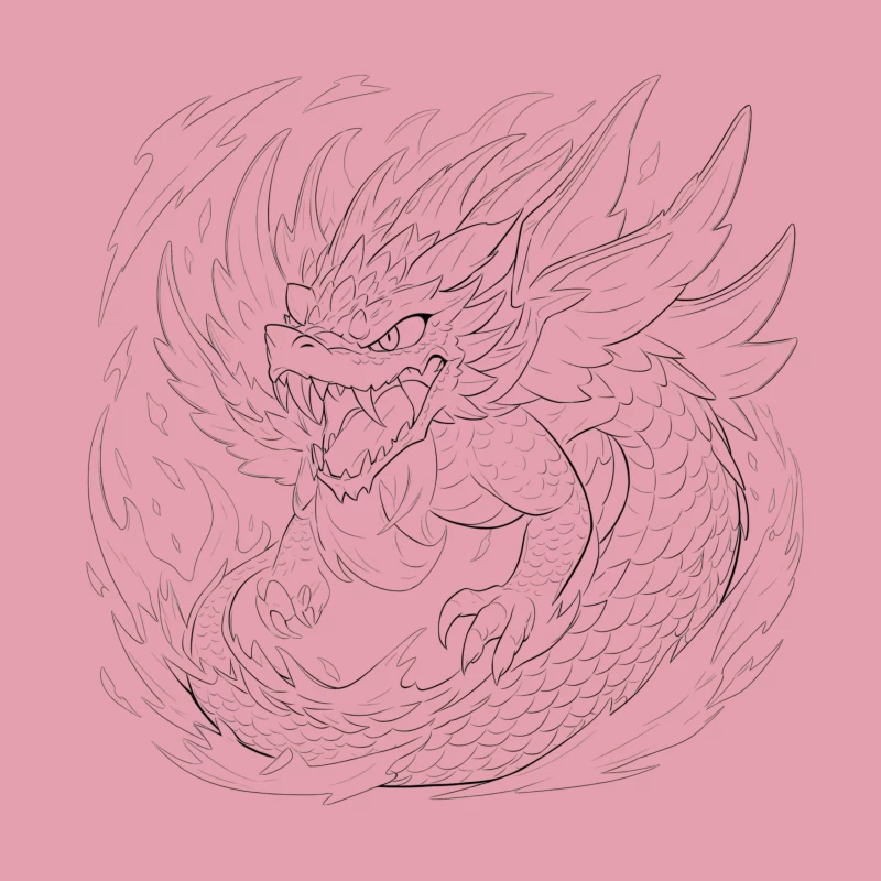Fierce Dragon Breathing Flames Throw Pillow