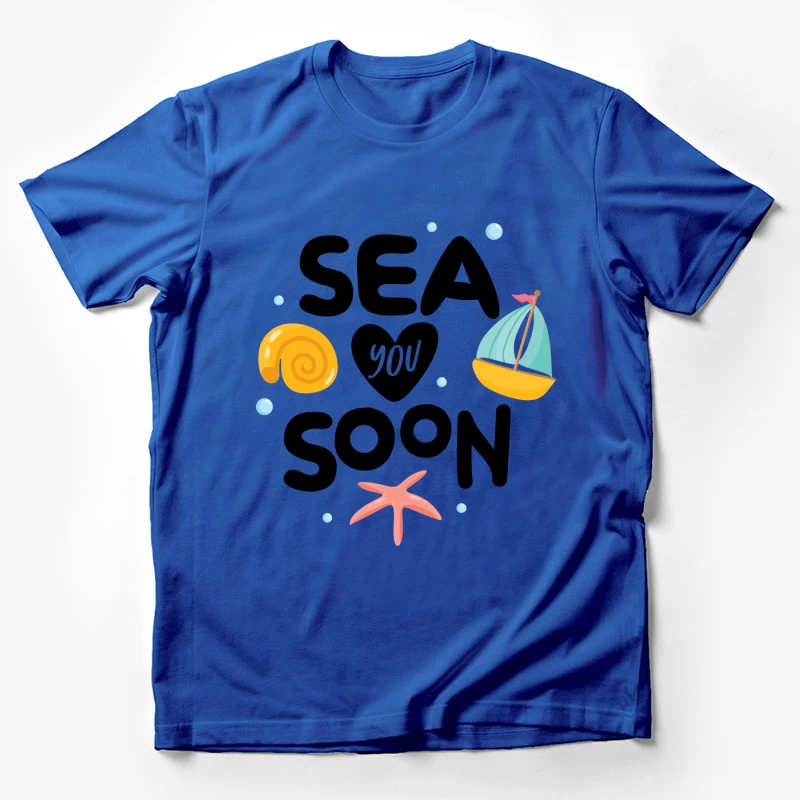 Invitation à la mer avec coquillages et voilier Homme T-Shirt