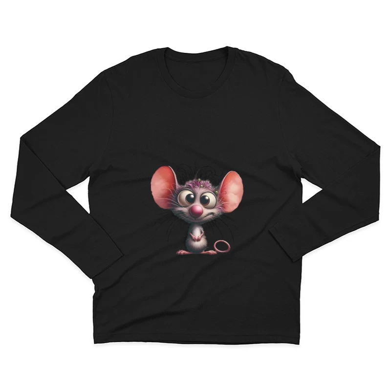 Souris mignonne de dessin animé aux grandes oreilles Homme Manches Longues T-Shirt