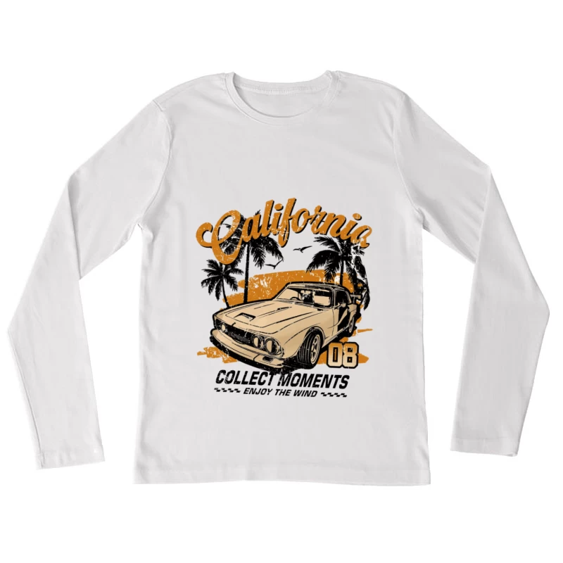 Kalifornien Vintage Auto und Palmen Damen Langarm T-Shirt