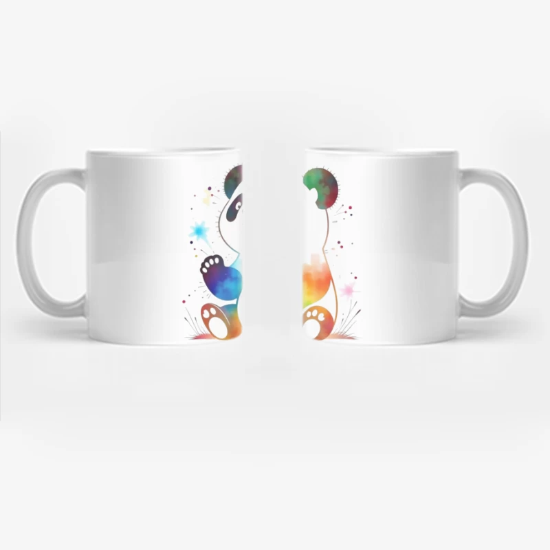 Colorful Watercolor Panda Bear Illustration Coffee Mug