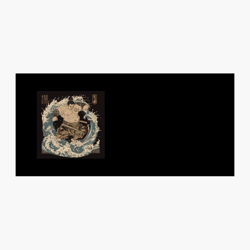 Powerful Sumo Warrior Riding the Waves in Traditional Japanese Style Coffee Mug