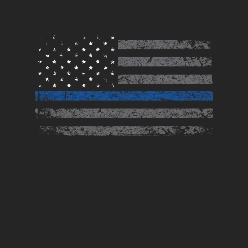Distressed Thin Blue Line Flag Symbolizing Police Support Female Pullover Sweatshirt