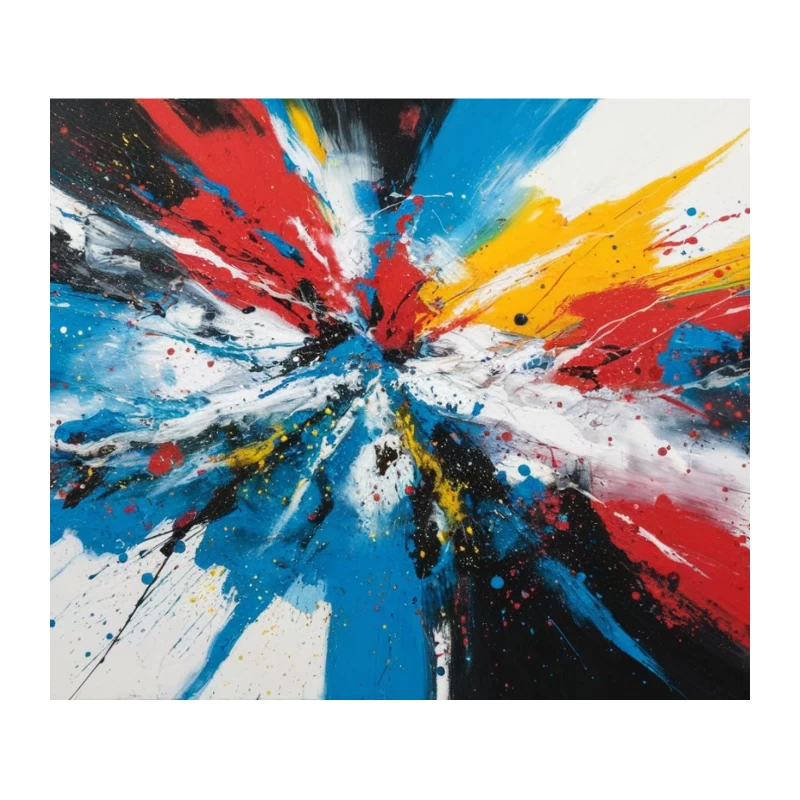 Vibrant Abstract Explosion: Modern Splatter Art Composition Tapestry