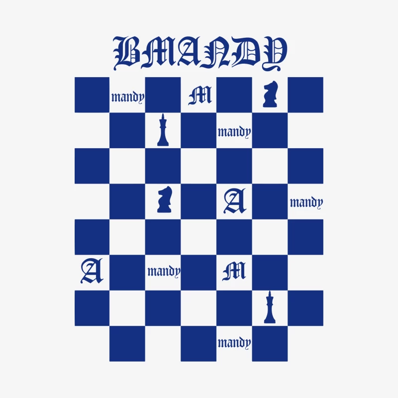 Schachbrettmuster mit Buchstaben und Symbolen Herren Langarm T-Shirt