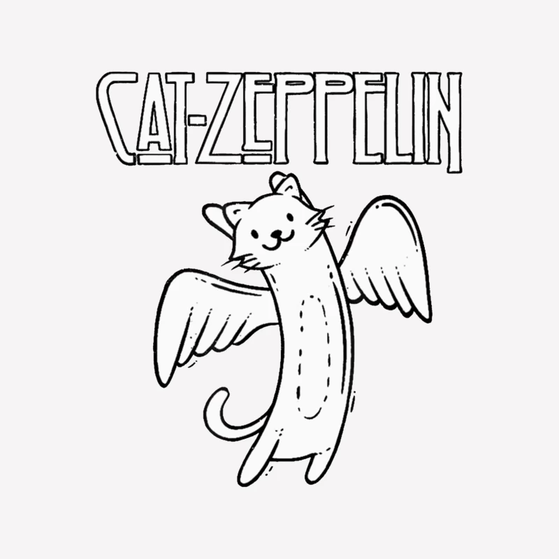 Flying Cat Zeppelin Logo - Musical Band Cartoon Male T-Shirt