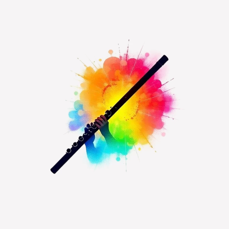 Rainbow Flute with Colorful Watercolor Splash Effect Male T-Shirt