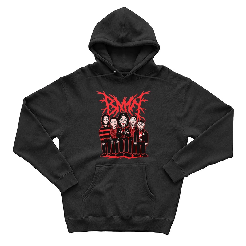 Gothic Rock Band Cartoon in Red and Black Style Male Pullover Hoodie