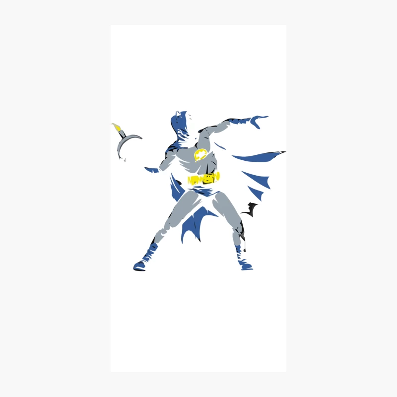 Stylized Batman Superhero Illustration in Action Pose iPhone Case