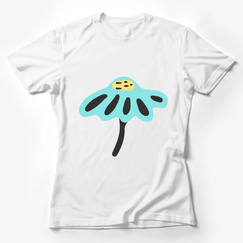 Fleur stylisée bleue avec centre jaune Femme T-Shirt