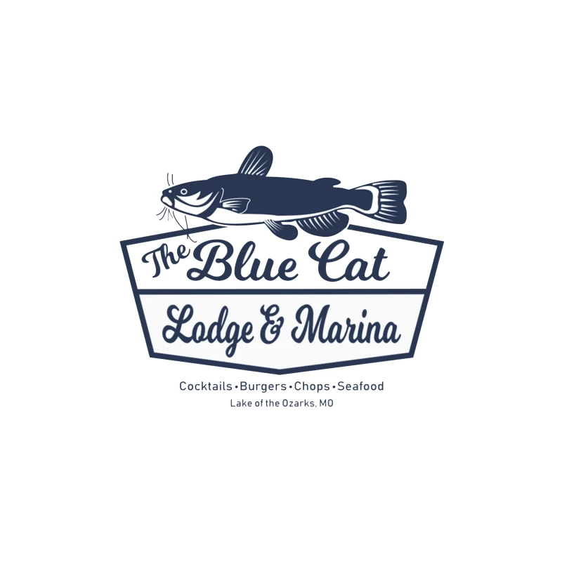 Blue Cat Lodge & Marina Restaurant Logo at Lake of the Ozarks Travel Mug