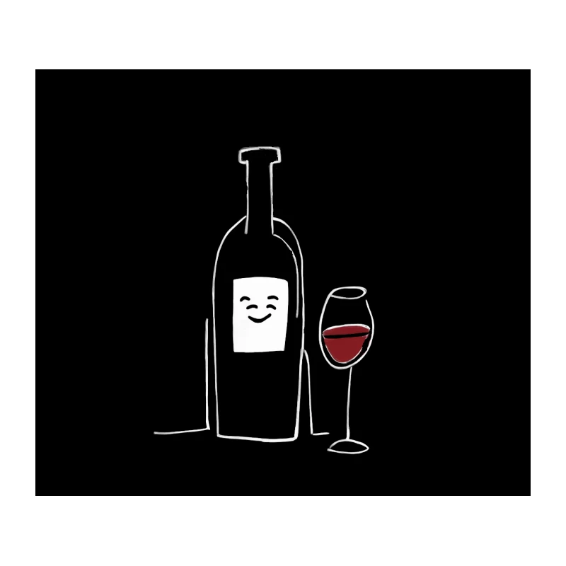 wine bottle wine glass red wine minimalist drawing sketch beverage alcohol Tapestry