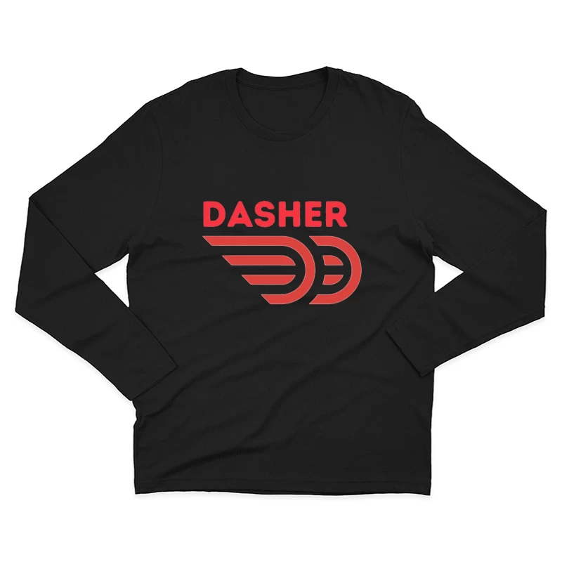 Red Minimalist Dasher Delivery Service Logo Male Long Sleeve T-Shirt