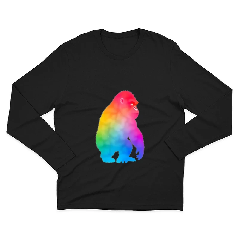 Rainbow Gradient Gorilla Silhouette Art Male Long Sleeve T-Shirt