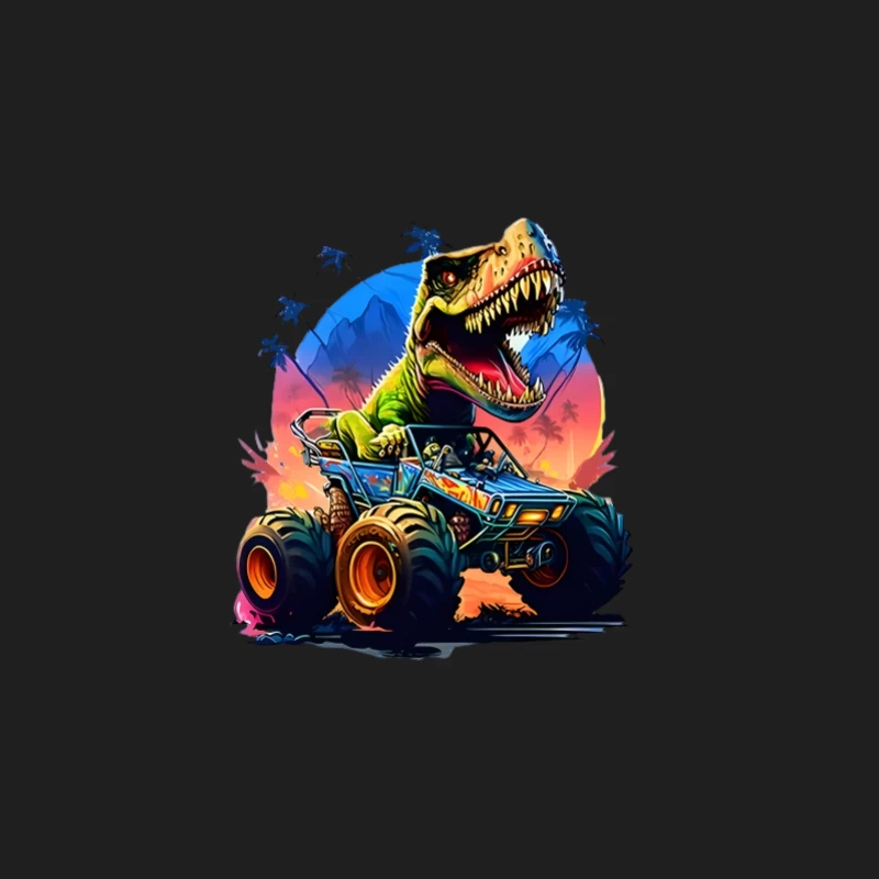Dinosaurier-Monstertruck bei Sonnenuntergang Herren Tanktops