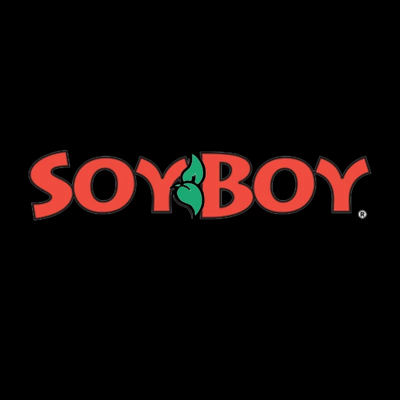 Soyboy Brand Logo with Red Letters and Green Leaf Design Desk Mat