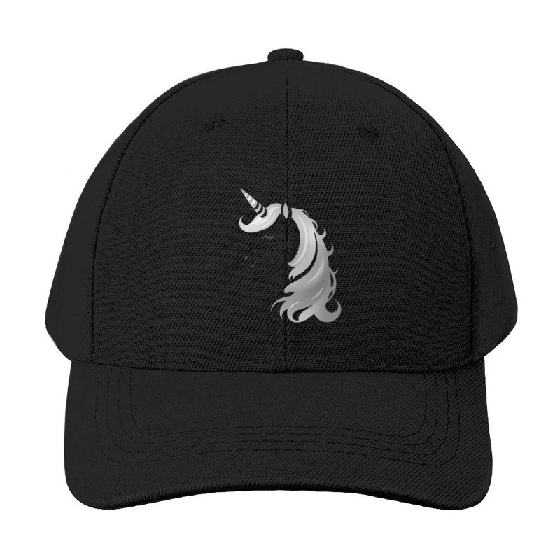 Minimalist Grayscale Unicorn Fantasy Illustration Baseball Cap