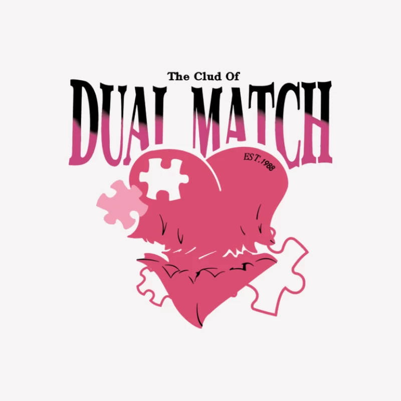 Doppelmatch-Logo mit Herzpuzzlestücken Herren T-Shirt