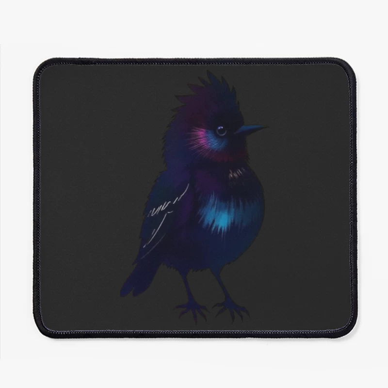 Mystical Glowing Black Bird Silhouette Mouse Pad