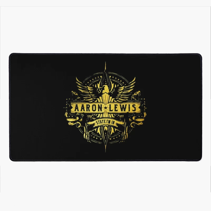 Aaron Lewis State I'm In - Golden Wings Logo Design Desk Mat